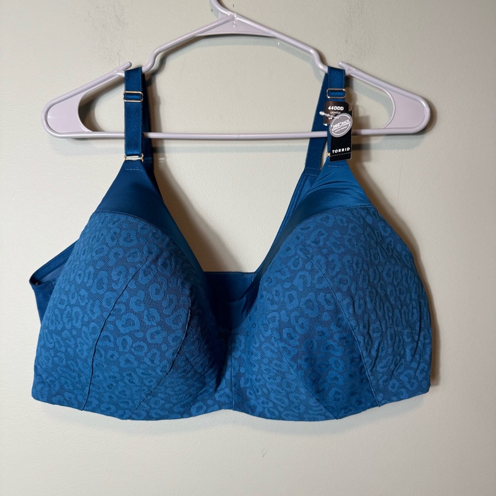 Torrid Curve Women’s Lightly Lined Wire Free Bra 44DDD Teal ‎ Back Smoothing NWT